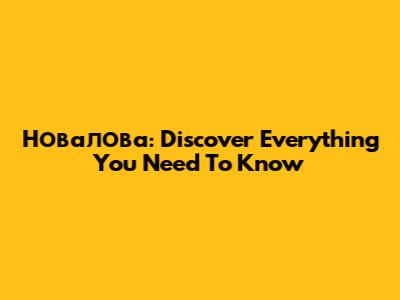 Новалова: Discover Everything You Need To Know
