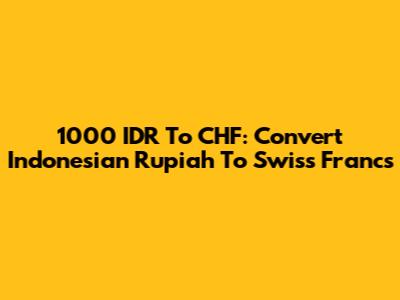 1000 IDR To CHF: Convert Indonesian Rupiah To Swiss Francs