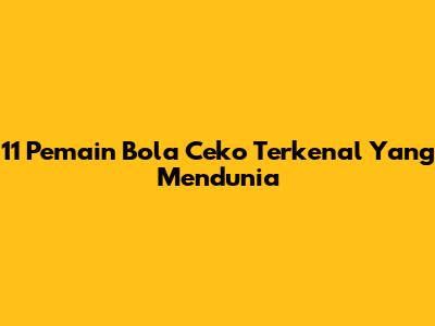 11 Pemain Bola Ceko Terkenal Yang Mendunia