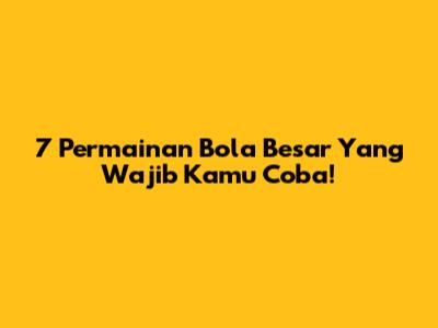 7 Permainan Bola Besar Yang Wajib Kamu Coba!