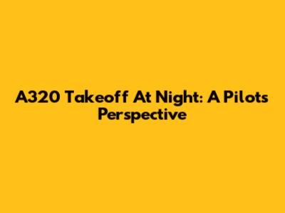 A320 Takeoff At Night: A Pilot's Perspective
