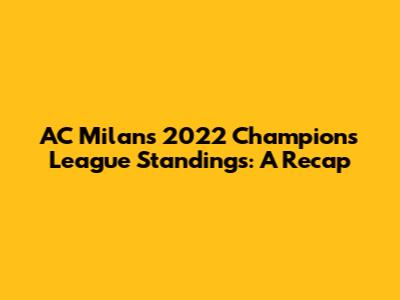 AC Milan's 2022 Champions League Standings: A Recap