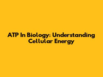 ATP In Biology: Understanding Cellular Energy