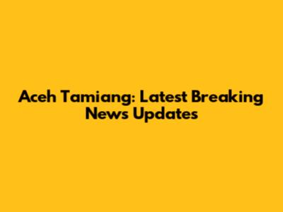 Aceh Tamiang: Latest Breaking News Updates