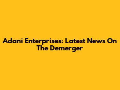 Adani Enterprises: Latest News On The Demerger