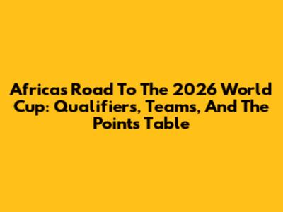 Africa's Road To The 2026 World Cup: Qualifiers, Teams, And The Points Table