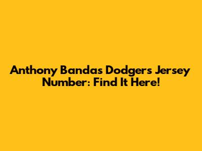Anthony Banda's Dodgers Jersey Number: Find It Here!