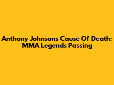 Anthony Johnson's Cause Of Death: MMA Legend's Passing