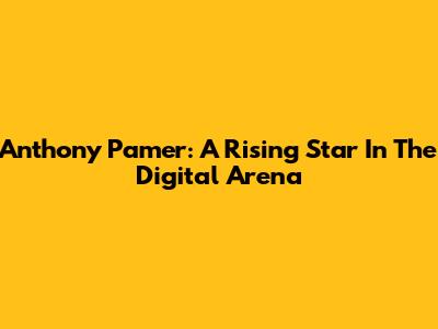 Anthony Pamer: A Rising Star In The Digital Arena