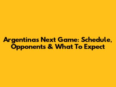 Argentina's Next Game: Schedule, Opponents & What To Expect