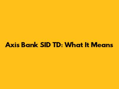 Axis Bank SID TD: What It Means