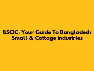 BSCIC: Your Guide To Bangladesh Small & Cottage Industries