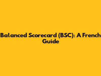 Balanced Scorecard (BSC): A French Guide