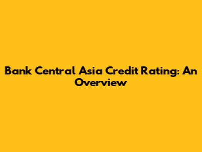 Bank Central Asia Credit Rating: An Overview