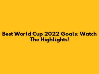 Best World Cup 2022 Goals: Watch The Highlights!