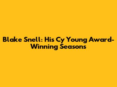 Blake Snell: His Cy Young Award-Winning Seasons