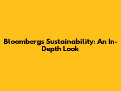 Bloomberg's Sustainability: An In-Depth Look