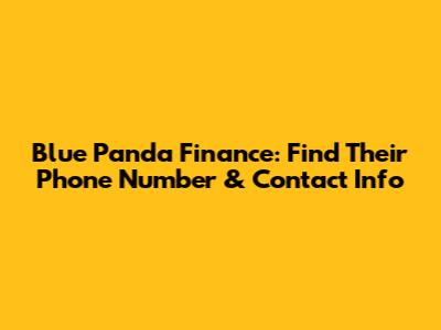 Blue Panda Finance: Find Their Phone Number & Contact Info