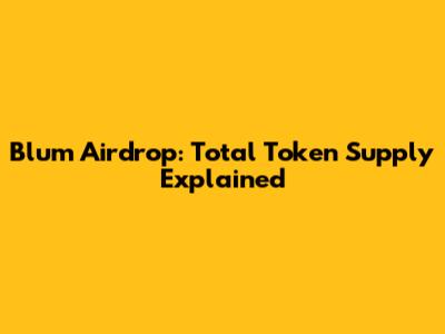 Blum Airdrop: Total Token Supply Explained
