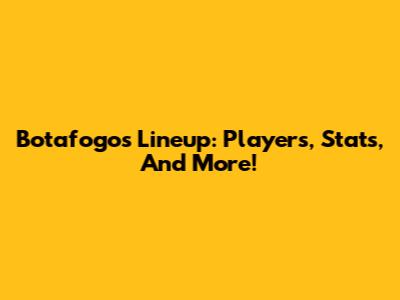 Botafogo's Lineup: Players, Stats, And More!