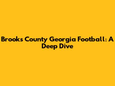 Brooks County Georgia Football: A Deep Dive