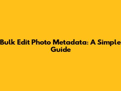 Bulk Edit Photo Metadata: A Simple Guide