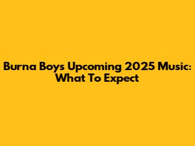 Burna Boy's Upcoming 2025 Music: What To Expect