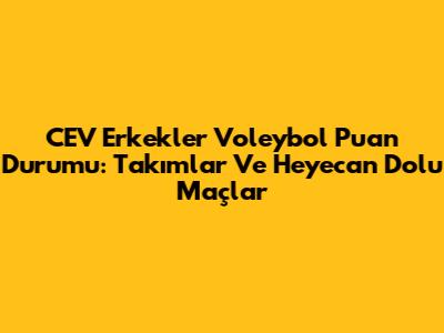 CEV Erkekler Voleybol Puan Durumu: Takımlar Ve Heyecan Dolu Maçlar
