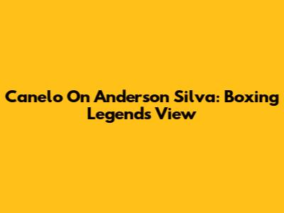 Canelo On Anderson Silva: Boxing Legend's View