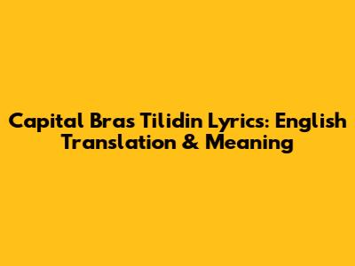 Capital Bra's 'Tilidin' Lyrics: English Translation & Meaning