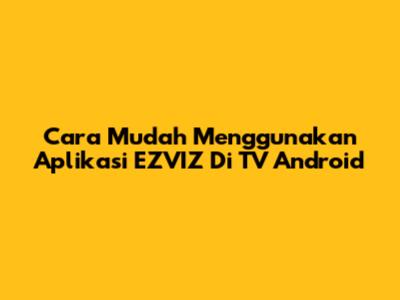 Cara Mudah Menggunakan Aplikasi EZVIZ Di TV Android