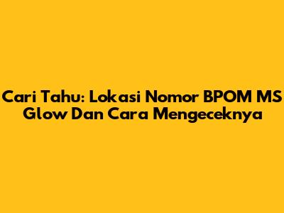 Cari Tahu: Lokasi Nomor BPOM MS Glow Dan Cara Mengeceknya