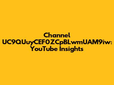 Channel UC9QUuyCEF0ZCpBLwmUAM9iw: YouTube Insights