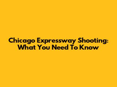 Chicago Expressway Shooting: What You Need To Know