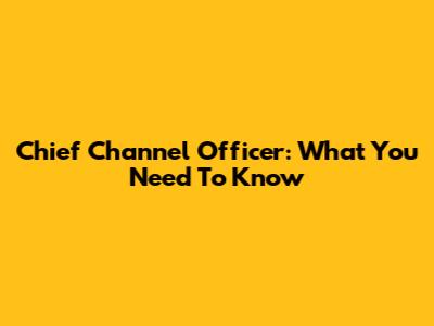 Chief Channel Officer: What You Need To Know