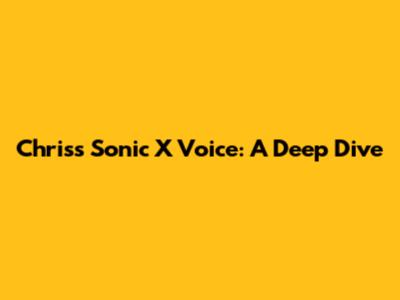 Chris's Sonic X Voice: A Deep Dive