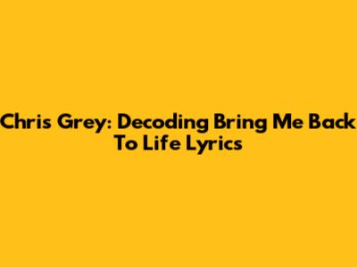 Chris Grey: Decoding 'Bring Me Back To Life' Lyrics
