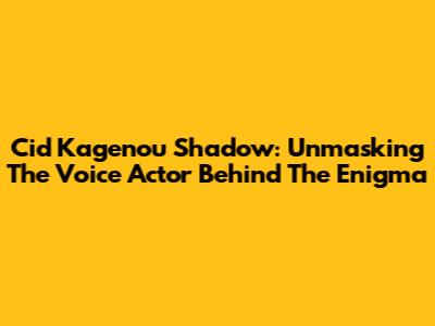 Cid Kagenou Shadow: Unmasking The Voice Actor Behind The Enigma