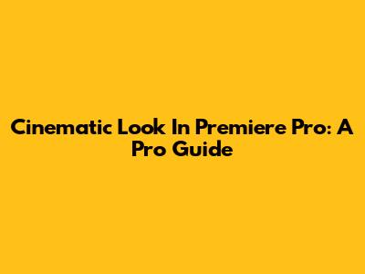 Cinematic Look In Premiere Pro: A Pro Guide