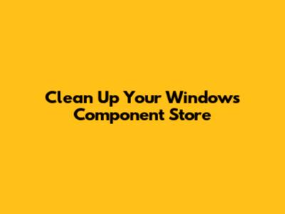 Clean Up Your Windows Component Store