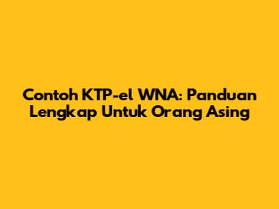 Contoh KTP-el WNA: Panduan Lengkap Untuk Orang Asing