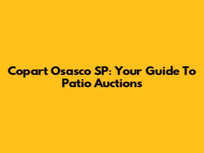 Copart Osasco SP: Your Guide To Patio Auctions