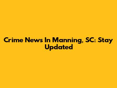 Crime News In Manning, SC: Stay Updated