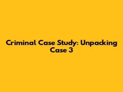 Criminal Case Study: Unpacking Case 3