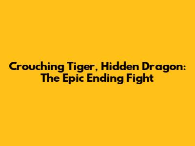 Crouching Tiger, Hidden Dragon: The Epic Ending Fight