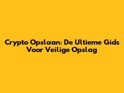 Crypto Opslaan: De Ultieme Gids Voor Veilige Opslag
