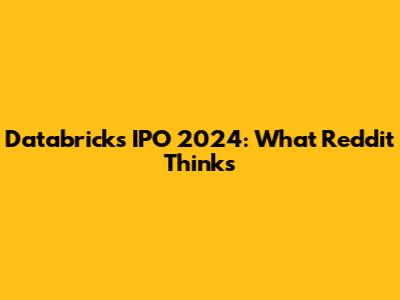 Databricks IPO 2024: What Reddit Thinks