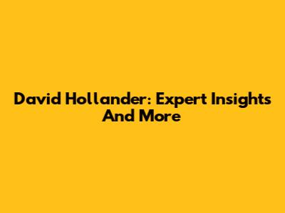 David Hollander: Expert Insights And More