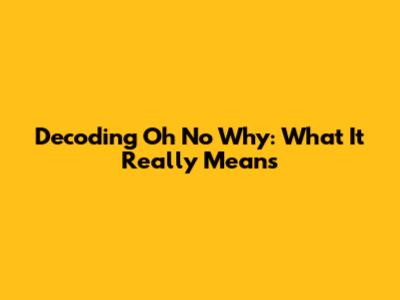 Decoding 'Oh No Why': What It Really Means