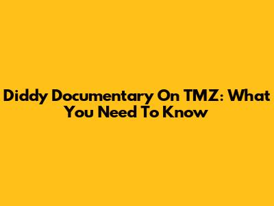 Diddy Documentary On TMZ: What You Need To Know